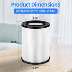 2-Pack VF4000 Filter Compatible with Ridgid Shop Vac,Standard Wet/dry Vac Filter Replacement Compatible with Ridgid 5-20 Gallon and Husky 6-9 Gallon Wet/Dry Vacuums Cleaner