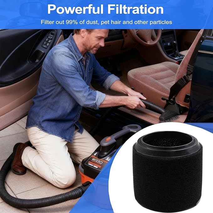 2 Pack VF3700 Filter Compatible with Rigid Vac 3-4.5 Gallon Vacuum Cleaners, Wet Application Foam Filter Fit WS0301VA WS0400DE WS14045