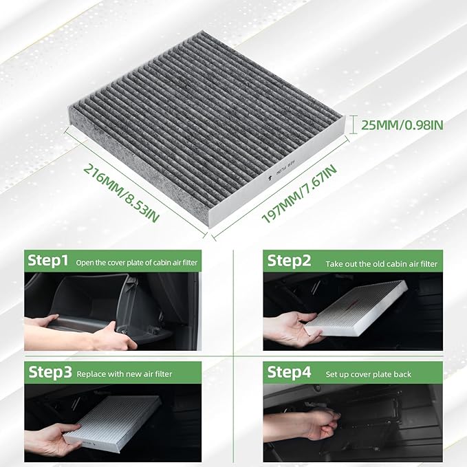 CF11671 Cabin Air Filter With Activated Carbon Compatible with RAM 1500 2500 3500 2016-2024, RAM 4500 5500 2016-2023, MAZDA CX-7 2007-2012(3 Pack)