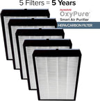 Nuwave OxyPure 5-Pack Genuine Replacement HEPA/Carbon Combo Filters, Removes Irritants, Pollutants & Odors, Produced & Sold by Original Manufacturer for OxyPure Models 47001, 47002, 47003, and 47004