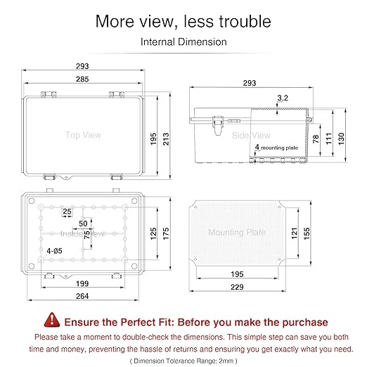 QILIPSU Waterproof Junction Box IP67 Outdoor Plastic Electrical Project Enclosure Weatherproof with Mounting Plate, Wall Brackets, Hinged Clear Cover 11.2"x7.7"x5.1" CC
