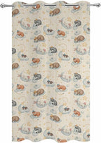 Cartoon Animals Outdoor Curtains for Patio Raccoons Rabbits Moon Linen Texture Waterproof Outside Curtains with Grommet Top Weatherproof Curtain for Cabana Pergola Gazebo, 1 Panel, 54" W x 108" L