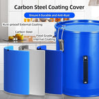 8 Gal Fryer Grease Bucket, Steel Oil Disposal Container with Rust-Proof Coating, Safety Lid & Lock Clips & Filter Bag for Cooking Grease Storage & Transport,Blue
