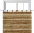 Vintage Western Bedroom Curtains 63 Inch Length, Window Curtains Tab Top, Rustic Farmhouse Wooden Grain Barn Door Light Filtering Window Treatments Drapes 42"x63" 2 Panel