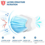 NNPCBT Blue Disposable Face Masks 125 Pack,3-Ply Breathable Mask For Adults,Great For Outdoors,Home, Office, School
