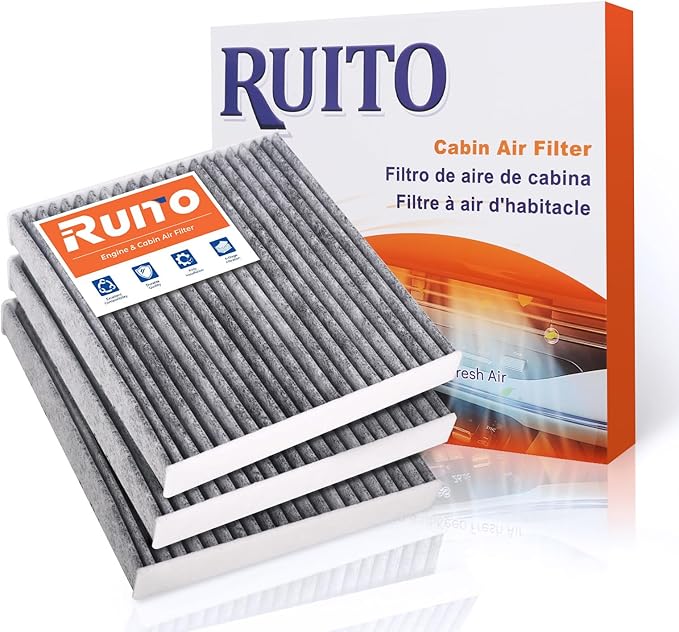 RUITO Cabin Air Filter, Compatible with Accord, Civic, Odyssey, Passport, CR-V, Pilot, Ridgeline, ILX, MDX, TSX, RDX, RLX, TLX, TSX, ZDX, CSX, TL, Replacement for CF10134, CP134