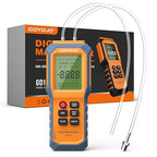 Handheld Manometer with Backlit, Dual-Port HVAC Digital Manometer Gas Pressure Tester, LCD Screen & Indoor Temperature Measurement, 12 Units, for Natural Gas Pipelines Ventilation Detection