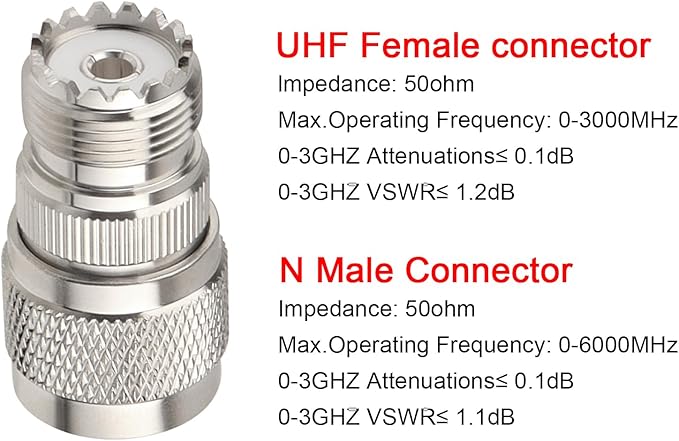 4 Pack N Male to UHF Female SO-239 Connector Adapter N Connector to PL-259 SO239 RF Coaxial Cable Adapter