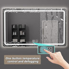 Bathroom Mirror with LED Lights, Lighted Bathroom Makeup Wall Mounted Mirror with Demister Pad, 3-Color Dimmable LED Light, for Wall Decor, Vanity, Living Room(A,60x80cm)