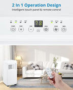 Portable Air Conditioner 10000 BTU, Portable AC Unit with Remote Control, Energy-Efficient Cooling for 450 Sq.ft Spaces, 3in1 Portable AC with Dehumidifier, Cooling & Fan Mode for Bedroom Room
