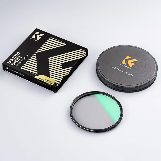 K&F CONCEPT 55mm Ultra-Low Reflectivity Circular Polarizers Filter 28 Multi-Layer Coatings Ultra-Slim High Definition Polarizing Camera Lens Filter (Nano-X Series)