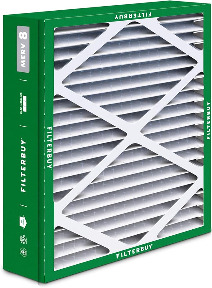 Filterbuy 21x21.5x5 Air Filter MERV 8 Essential Dust & Allergy Defense (4-Pack), Pleated HVAC AC Furnace Filters for Trane Perfect Fit & American Standard (Actual Size: 20.00 x 21.09 x 4.97)
