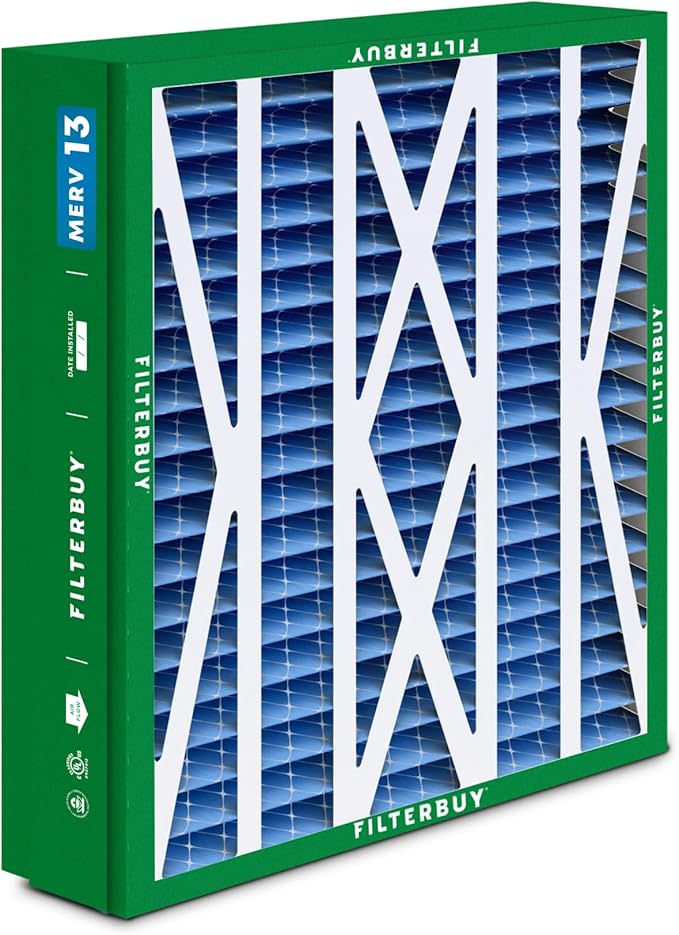 Filterbuy 24.5x27x5 Air Filter MERV 13 Optimal Smoke & Allergy Defense (3-Pack), Pleated HVAC AC Furnace Filters for Trane, American Standard, Honeywell, and More (Actual Size: 24.06 x 26.13 x 4.97)