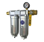 1/2" NPT Industrial (2-Stage) Moisture Removing Particulate Filter Water Separator and Oil, Moisture Vapor Removing Coalescing Filter for Compressed Air