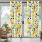 Lemon Outdoor Curtains for Patio Lemon Leaves Summer Plants Begin Waterproof Outside Curtains with Grommet Top Weatherproof Curtain for Cabana Pergola Gazebo, 1 Panel, 54" W x 108" L