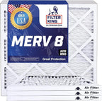 Filter King 20x40x4 Air Filter | 4-PACK | MERV 8 HVAC Pleated A/C Furnace Filters | MADE IN USA | Actual Size: 19.5 x 39.5 x 3.75"