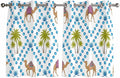2 Panel Kitchen Cafe Curtains, Camels Palm Trees Sunlight Filtering Nature Air Through, Home Decor Window Covering Tier Curtains for Bedroom Living Room Tropical Desert Animal Plants Polka Dot