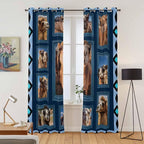 2 Panel Kitchen Cafe Curtains, Desert Camels Sunlight Filtering Nature Air Through, Home Decor Window Covering Tier Curtains for Living Room 104W x 96L inch Wildlife Brown Animals Blue Geometric