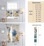 Blue Yellow Tulips Kitchen Curtains 45 Inch Length, Short Cafe Window Curtains Tab Top, Retro Farmhouse Flower Barn Doors Wooden Light Filtering Window Treatments Tier Drapes 27.5"x45" 2 Panel