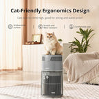 WiseSky Pet Air Purifier for Cat Owners, High-Efficiency Air Purifier for Cat Hair Dander Smoke Litter Odor in Large 1644 Sq Ft Room, 360° HEPA Filtration, Smart App, Quiet Pet-Friendly Design, Grey