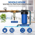 SimPure 100/500 Micron Spin Down Sediment Filter, Reusable Whole House Sediment Water Filter, Pre-Filtration System for City/Well water, 1" MNPT + 3/4" FNPT + 3/4"MNPT, BPA Free
