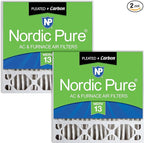 Nordic Pure 20x20x5 (Actual Size: 19 5/8 x 19 7/8 x 4 3/8) Honeywell Replacement Furnace Filters MERV 13 Plus Carbon 2 Pack
