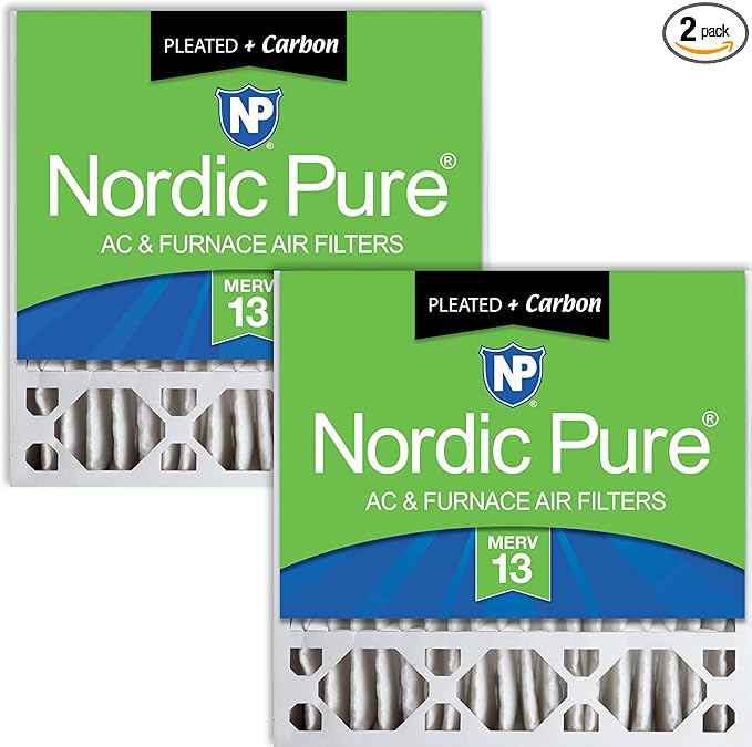 Nordic Pure 20x20x5 (Actual Size: 19 5/8 x 19 7/8 x 4 3/8) Honeywell Replacement Furnace Filters MERV 13 Plus Carbon 2 Pack