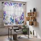 Spring Flowers Kitchen Curtains, Watercolor Garden Florals Wooden Grain Light Filtering Window Curtain Panels, 2Pcs Rod Pocket Window Treatments Set for Living Room Bathroom Bedroom 42x63 Inches