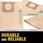 DEWALT DXVA19-4104 Dust Filter Bags, High Efficiency Replacement Bags for DEWALT Wet Dry Vac 5-8 Gallon, Wet Dry Vac Accessories, Dust Collection Bag Vacuum Bag (3-Pack)