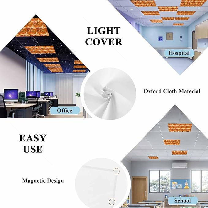 Tropical Plant Cactus Fluorescent Light Covers 4 Pack Western Cowboy Horse Sunset Deserts Orange Magnetic Fluorescent Ceiling Lights Filters for Office Classroom Home Drop Ceiling 4x2 Feet