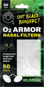 O2 Armor Nose Filters for Welders & Allergies - Nose Filter for Dust - Nasal Filters for Welding - Nose Dust Mask for Construction (50 Pack, Size X-Large)