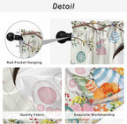 Easter Kitchen Curtains 45 Inch Long 2 Panel Set, Rod Pocket Window Treatment, Spring Farmhouse Watercolor Bunny Eggs Wood Grain Light Filtering Panels Short Drapes for Bathroom Camper 42"W x 45"L
