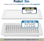Magnetic Vent Covers with Vent Screen 5.1x13 Inch, White Mesh Vent Covers for Floor, Wall, Ceiling Air Vents to Block Dust, Pet Hair, Fits Standard HVAC Floor Registers in Home, RV, 3 Pack