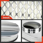 A-Premium Universal Air Cleaner Filter Assembly - Compatible with 15" x 2", Oval Chrome Polished Half Finned Air Cleaner