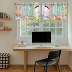 Easter Kitchen Tier Curtains 36 Inch Long 2 Panel Set,Rod Pocket Half Window Curtains Over Sink,Spring Colorful Bunny Eggs Flower Wood Grain Light Filtering Short Drapes Cafe 27.5"W x 36"L