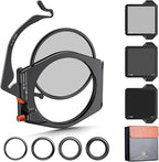 K&F CONCEPT X PRO Square Filter Holder System Kit (Filter Holder + 95mm Circular Polarizer + Square ND1000 Filter + ND8 + ND64 + 4 Filter Adapter Rings) for Camera Lens with36 Multi-Coated