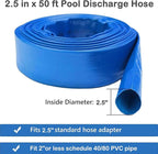 Eastrans 2.5" x 50 FT Pool Backwash Hose,Flat 4 inch Width,Heavy Duty Flat Discharge Hose,Weather and Burst Resistant, Best Pool Hoses for Inground Pools,Pool Filter Hose & Pool Drain Hose