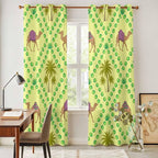 2 Panel Kitchen Cafe Curtains, Desert Sand Camels Sunlight Filtering Nature Air Through, Window Decor Tier Curtains for Living Room 104W x 96L inch Palm Trees Tropical Plants Polka Dot Yellow