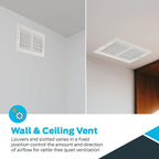 EZ-FLO 12 x 4 Inch (Duct Opening) Air Vent Cover for Wall or Ceiling, Two-Way Ventilation Register, Solid Steel HVAC Register Cover, White, 61611