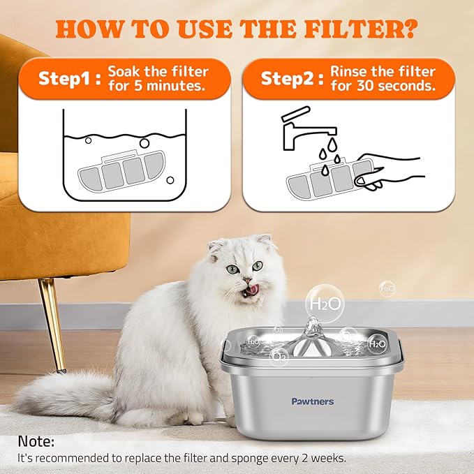 Pawtners 12 Packs Replacement Filters for WF008A Cat Water Fountain, Multiple Filtration Material, Replacement Filter for Pet Cats Dogs Water Fountains