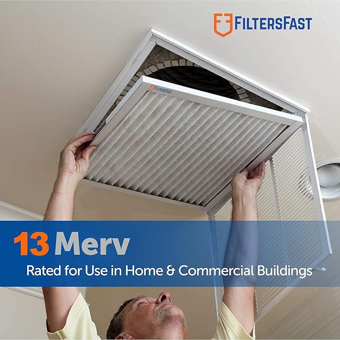 Filters Fast 10x20x1 Air Filter Merv 13, 1" AC Furnace Air Filters, Made in the USA, Actual Size: 9.75" x 19.75" x 0.75, 6 Pack