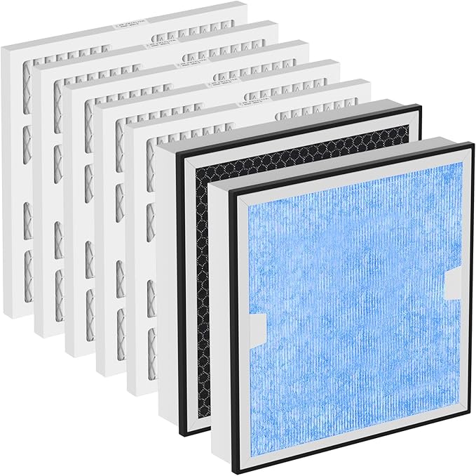 Carmerny HEPA 550 & Activated Carbon MERV-13 Pre-Filter Replacement Set Compatible With AlorAir CleanShield Air Scrubber, 2 HEPA and 5 MERV-13 Pre-Filters