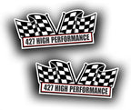 2X Engine Window Air Cleaner Sticker Decal - 427 High Performance for V8 Pro Street, Race, Big Block, Crate Motor Classic Muscle Car, Compatible with Chevrolet Chevy - 5x2.25 inch