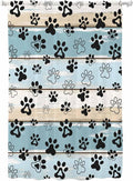 Sheer Curtains 63 Inch Length, Blue Beige Paw Print Semi Sheer Curtains Light Filtering Window Treatment, Vintage Farmhouse Country Wood Grain Privacy Voile Drapes for Living Room Bedroom 52x63 Inch