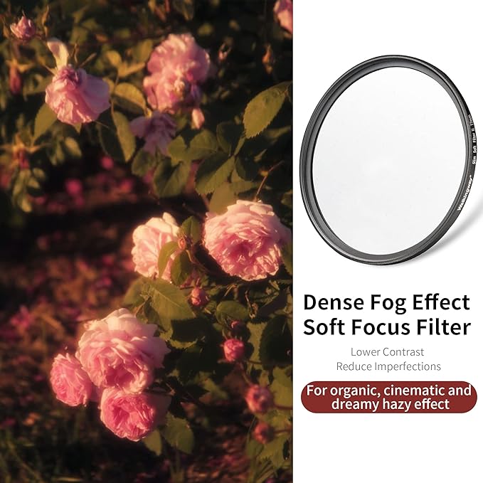 Walking Way 40.5MM White Mist Diffusion Filter - Stronger Soft Focus Circular Lens Filter - Dreamy Fog Effect Softening Camera Diffuser for Digital DSLR Camera (Medium-Soft 2, 40.5MM)