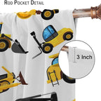 Kids Construction Equipment Window Curtains, Excavator Tractor Tow Truck Rod Pocket Decorative Windows Curtain for Children Teens Boys Girls Room Decor 84x84in (30% Blackout)