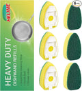 Dishwand Refills Sponges Heads - Non Scratch Dish Wand Refill Replacement, Heavy Duty Scrub Dots Brushes Dispenser, Soap Dispensing Scrubbers, Dishwashing Cleaner Supplies Kitchen Sink Dishwasher Tool