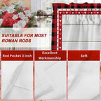Valentine's Day Valance Curtains for Kitchen, Gnome Red Love Plaid Wood Grain Privacy Rod Pocket Valance Curtain, Light-Filtering Window Treatment for Bedroom Bathroom, 42"x18"