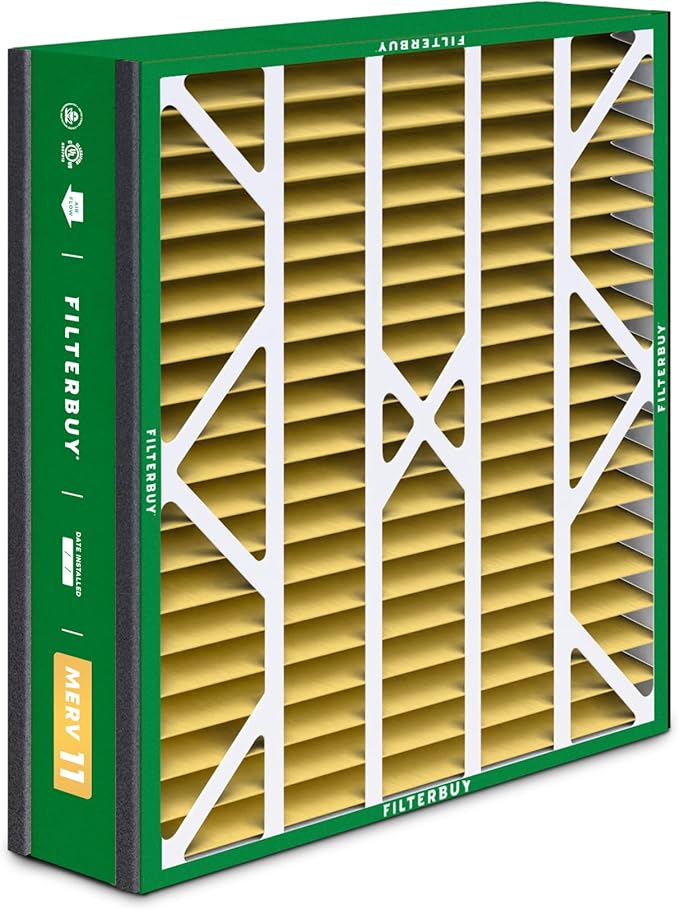 Filterbuy 20x25x5 Air Filter MERV 11 Superior Pet & Allergy Defense (2-Pack), Pleated HVAC AC Furnace Filters for Trion Air Bear, Generalaire, Skuttle, and More (Actual Size: 19.63 x 24.13 x 4.88)