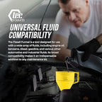 TEC Products FlexAll Long Flexible Funnels - Automotive Oil Funnel with Hose, Durable Nitrile Rubber for Oil Change, Transmission Funnel Fluid, Diesel, Fuel, Gas - Made in USA - Yellow (16 x 5 Inches)